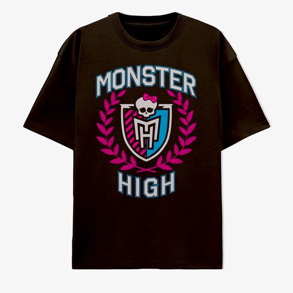 NWT Monster High Glitter Crest T-shirt size medium Hot Topic 🩷🖤
